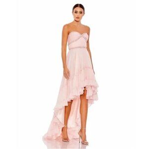 NWT  Mac Duggal 68096 Ice Pink Strapless High Low Chiffon Dress